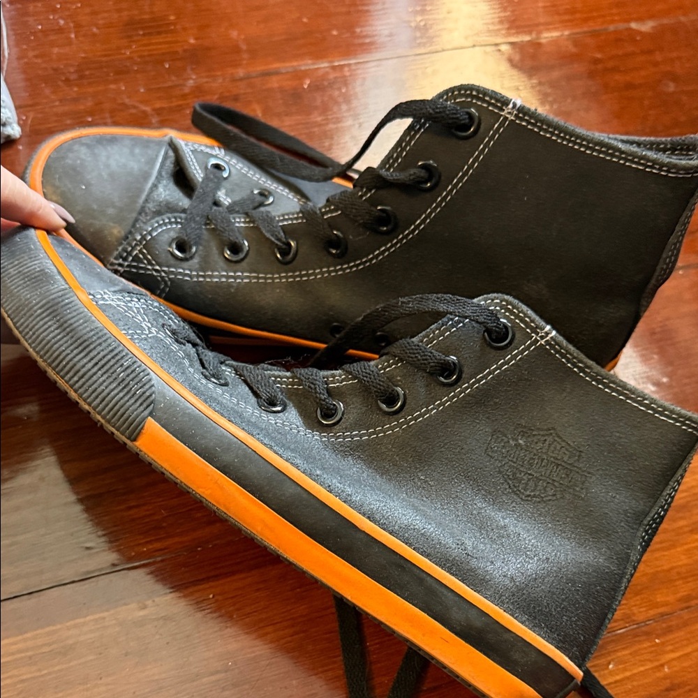 Harley-Davidson Black and Orange Converse